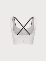 White Contrast Square Neck Sports Bra - Light Support - Image 6
