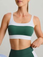Green Contrast Twist Sports Bra - Image 2
