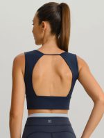 Navy Strap Backless Sports Bra - Light Support - Image 6