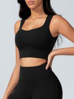 Black Strap Backless Sports Bra - Light Support - Image 5