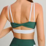 Green Contrast Twist Sports Bra