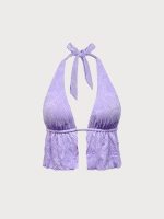 Lavender Halter Neck Ruffled Tankini Top - Image 6