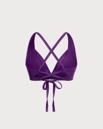 Purple Mesh Plunge Plus Size Bikini Top - Image 6