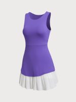 Blue Colorblocked Crop Workout Dress - Image 8