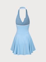 Sky Blue Collar Backless Tennis Dress - Light Support - Image 7
