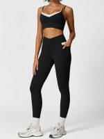 Black High Waisted Pockets Leggings 26" - Image 3