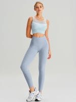 Light Blue Mesh Cross-Front Tank Top - Light Support - Image 5