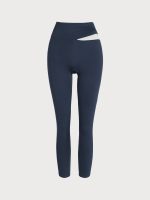 Navy Contrast High Waisted Leggings 24" - Image 7