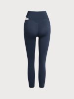 Navy Contrast High Waisted Leggings 24" - Image 9