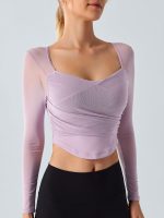 Light Purple Backless Long Sleeve Top - Light Support - Image 3