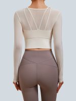Off White U Neck Long Sleeve Top - Light Support - Image 2