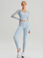 Light Blue Cut Out Long Sleeve Top--Light Support - Image 4
