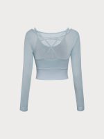 Light Blue Cut Out Long Sleeve Top--Light Support - Image 7
