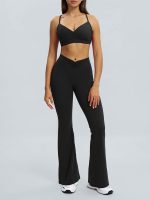 Black Ruched High-Waisted Yoga 31" Pants - Image 7