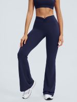 Navy Ruched High-Waisted Yoga 31" Pants - Image 3