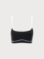 Black Contrast Strap Sports Bra - Light Support - Image 6