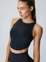 Black Cross Back Tank Top - Light Support - Image 2