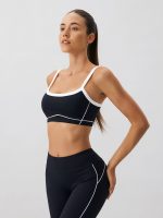 Black Contrast Strap Sports Bra - Light Support - Image 3