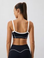 Black Contrast Strap Sports Bra - Light Support - Image 4