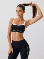 Black Contrast Strap Sports Bra - Light Support - Image 2
