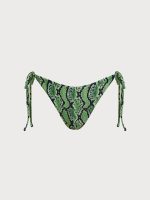 Green Snake Print Reversible Tie Bikini Bottom - Image 9
