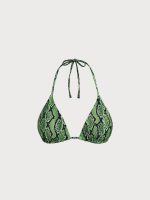 Green Snake Print Reversible Triangle Bikini Top - Image 7