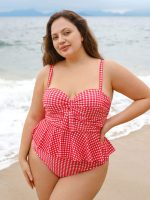 Red Gingham Plus Size Tankini Bottom - Image 3