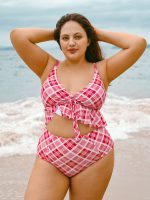 Red Natural Waisted Plus Size Tankini Bottom - Image 4