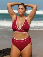Red Contrast Plus Size Bikini Bottom - Image 3