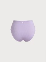 Purple Floral Textured Plus Size Bikini Bottom - Image 6