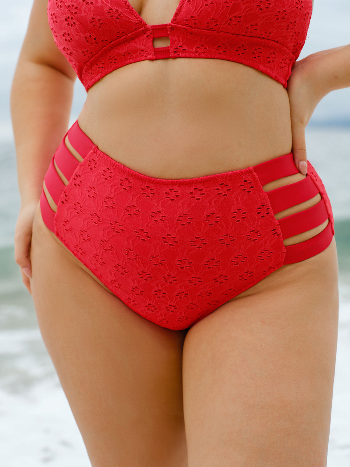 women-knitted-polyester-bikini-bottoms-sustainable-plus_size_bikinis-gk4cyb Red Textured Plus Size Bikini Bottom - Image 1