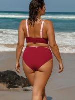 Red Contrast Plus Size Bikini Bottom - Image 2