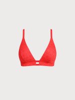 Red Textured V Neck Plus Size Bikini Top - Image 5