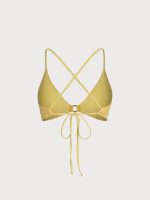 Yellow Textured Floral O-Ring Bikini Top - Image 8