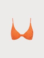 Orange Floral Jacquard Knot Bikini Top - Image 5