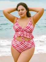 Red Ruffled Plus Size Tankini Top - Image 4
