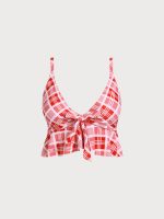 Red Ruffled Plus Size Tankini Top - Image 5