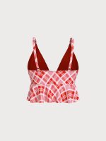 Red Ruffled Plus Size Tankini Top - Image 6