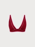 Red Contrast V-Neck Plus Size Bikini Top - Image 4