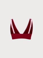 Red Contrast V-Neck Plus Size Bikini Top - Image 5