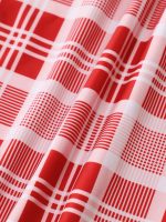 Red Plaid Layered Plus Size Tankini Top - Image 8