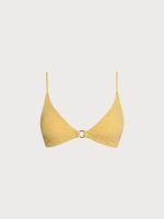 Yellow Textured Floral O-Ring Bikini Top - Image 7