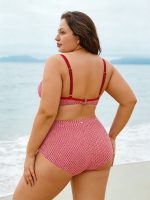 Red Gingham Plus Size Full Coverage Swim Shorts - Image 4