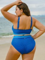 Blue High-Waist Plus Size Bikini Bottom - Image 2