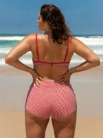 Red Gingham Plus Size Full Coverage Swim Shorts - Image 2