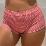 Red Gingham Plus Size Full Coverage Swim Shorts