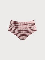 Wine Red Stripe Plus Size Bikini Bottom - Image 5