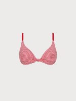 Red Gingham Knot Plus Size Bikini Top - Image 4