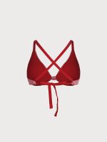 Red Gingham Knot Plus Size Bikini Top - Image 5