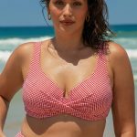 Red Gingham Plus Size Bikini Top